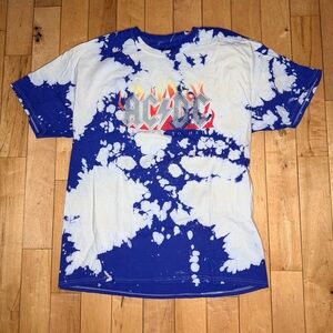 AC/DC Highway to Hell Bleach Tie Dye Graphic T Shirt Rock Band Tee M